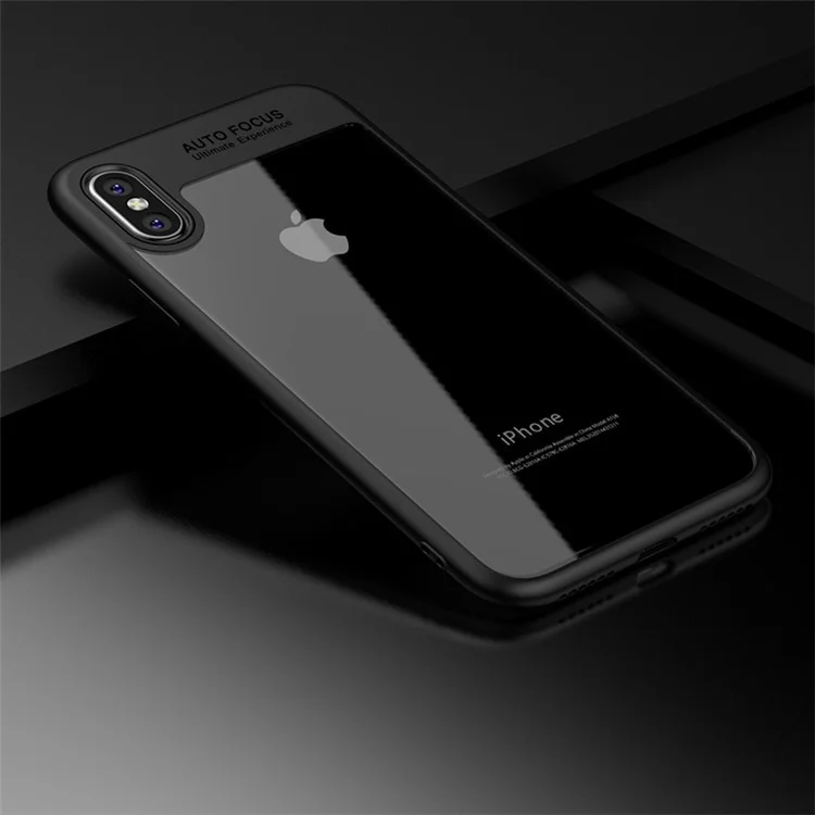 IPAKY Hybrid TPU Frame + Clear Acrylic Phone Case for iPhone X 5.8 inch - Black