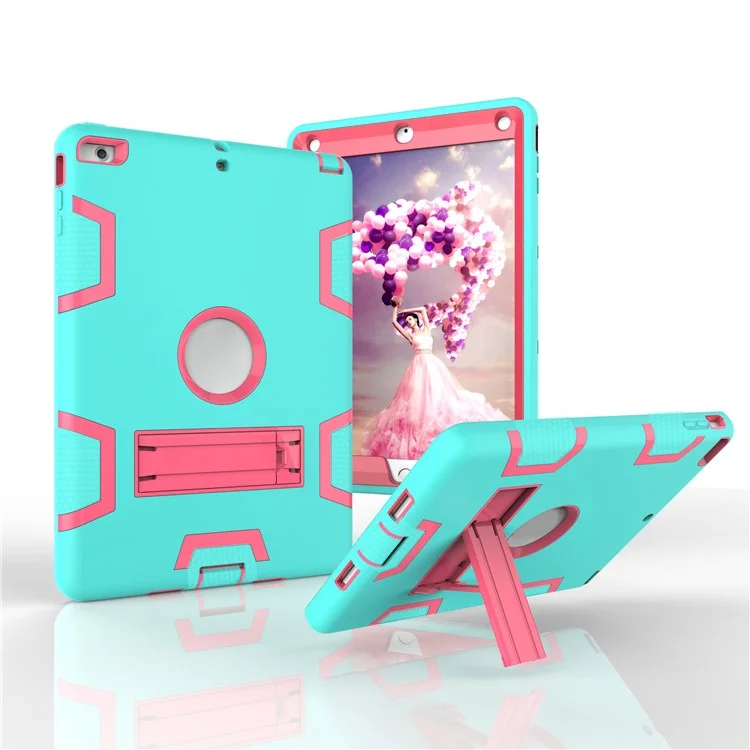 Armatura Defender Kackstand PC Custodia Protettiva In Silicone Per IPad Air - Ciano / Rosa