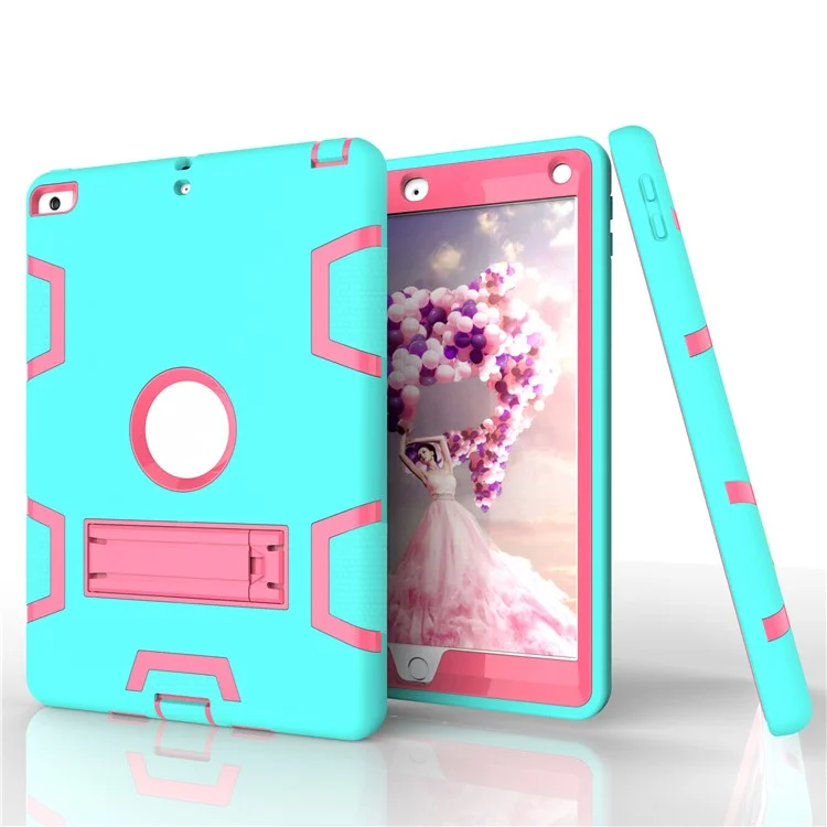 Funda Protectora De Silicona De Silicone Del Defensor De La Armadura Para IPad Air - Cian / Rosa