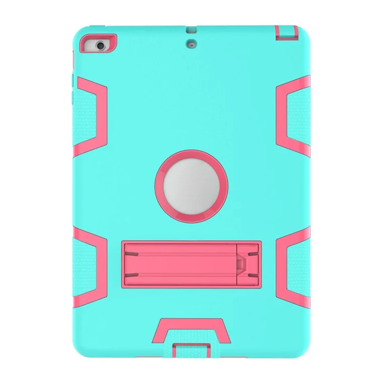 Funda Protectora De Silicona De Silicone Del Defensor De La Armadura Para IPad Air - Cian / Rosa