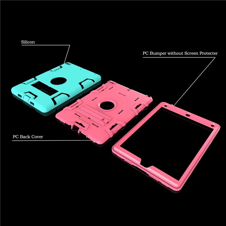 Armatura Defender Kackstand PC Custodia Protettiva In Silicone Per IPad Air - Ciano / Rosa