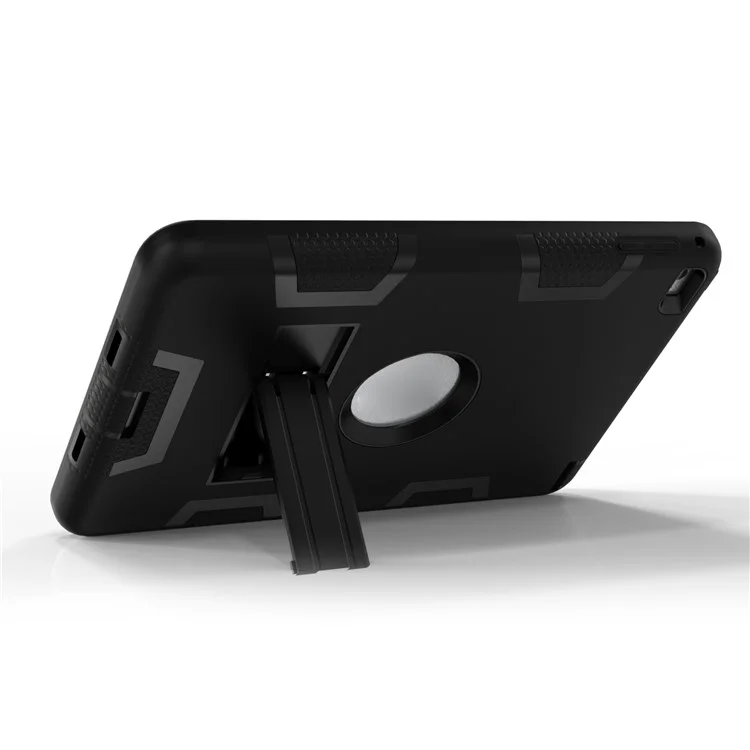 For iPad mini 4 Armor Defender Kickstand PC Silicone Hybrid Case Cover - All Black