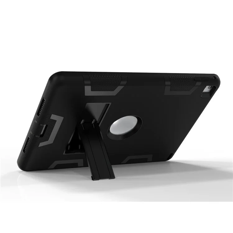 For iPad Air 2 Armor Defender PC Silicone Hybrid Kickstand Case Cover - All Black
