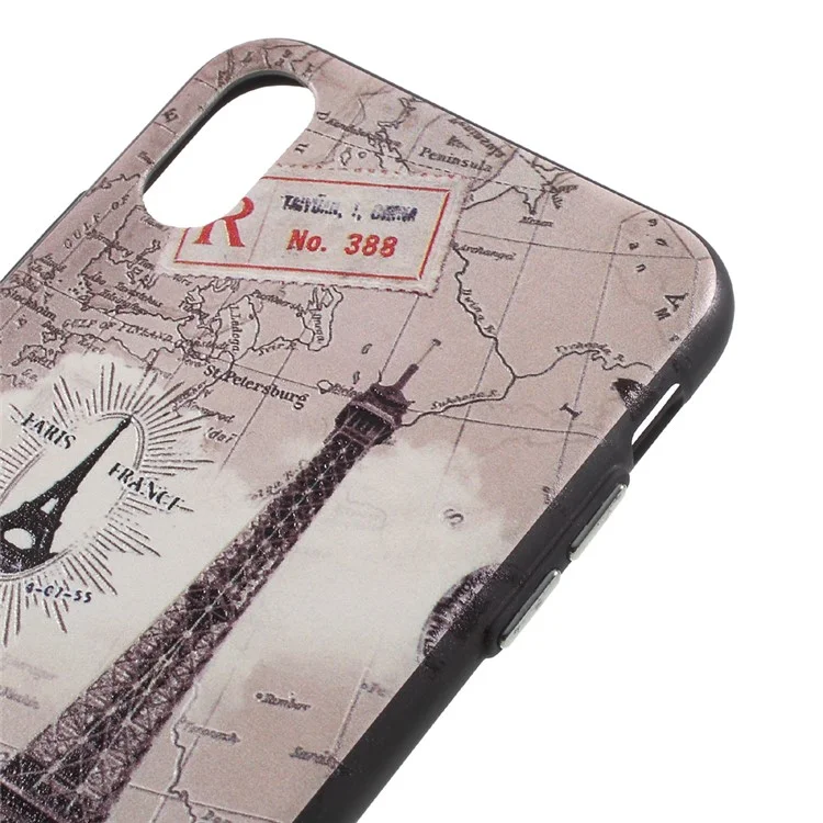 Soft Embossed Pattern Printing TPU Protective Cell Phone Case for iPhone X/10 5.8 inch - Eiffel Tower