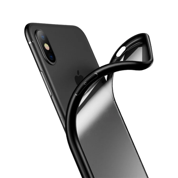 USAMS Mant Series Phone Case for iPhone X 5.8 inch (Clear PC + Soft TPU Edges) - Black