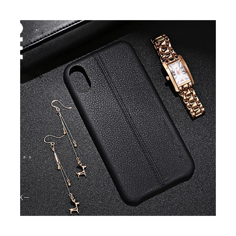 USAMS JEO Series PU Leather Coated PC Case for iPhone X 5.8 inch - Black