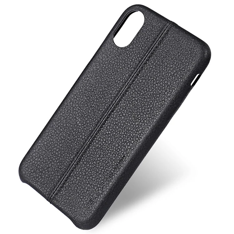 USAMS JEO Series PU Leather Coated PC Case for iPhone X 5.8 inch - Black