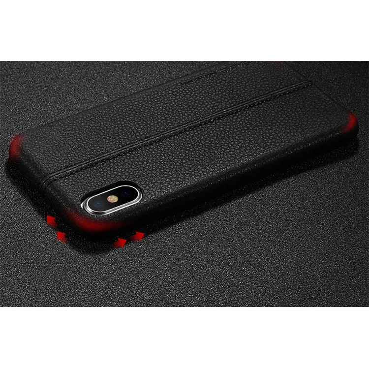 USAMS JEO Series PU Leather Coated PC Case for iPhone X 5.8 inch - Black