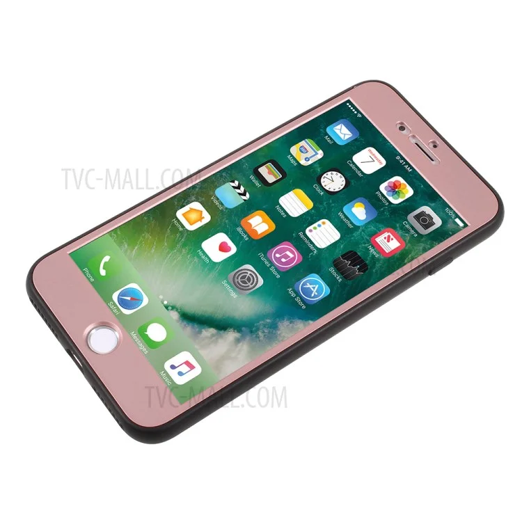 Rubberized Wrapped Edges TPU+PC Phone Shell for iPhone 8 Plus / 7 Plus - Rose Gold