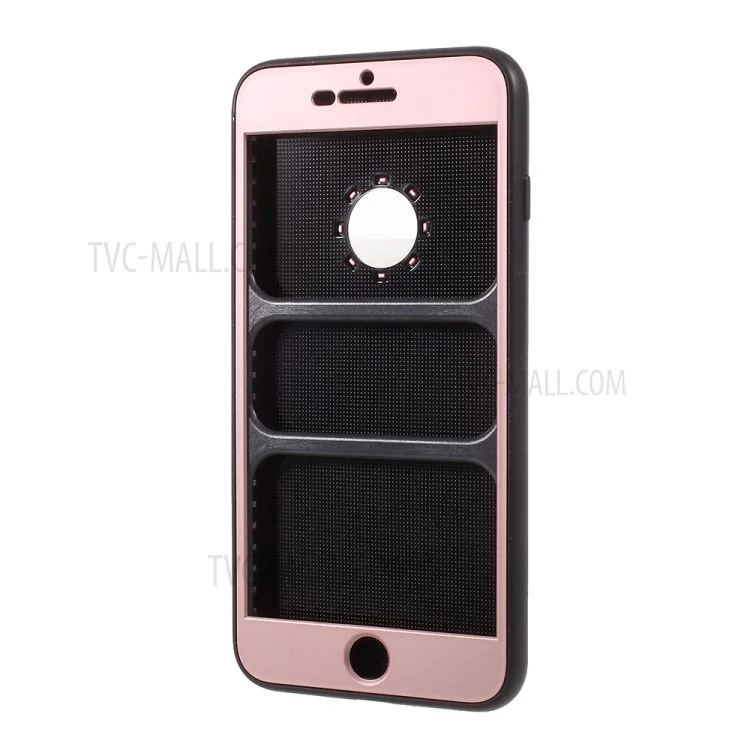 Rubberized Wrapped Edges TPU+PC Phone Shell for iPhone 8 Plus / 7 Plus - Rose Gold