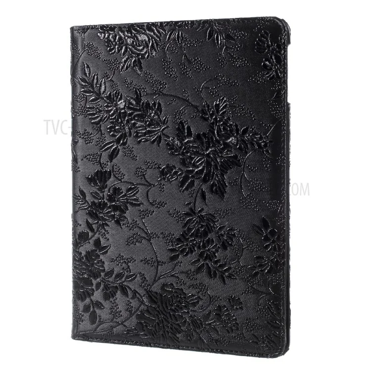 Funda De Cuero Del Soporte Rotativo De 360 ​​grados Del Patrón De Grapevine Para IPad 9.7 Pulgadas (2018) /9.7 Pulgadas (2017) - Negro