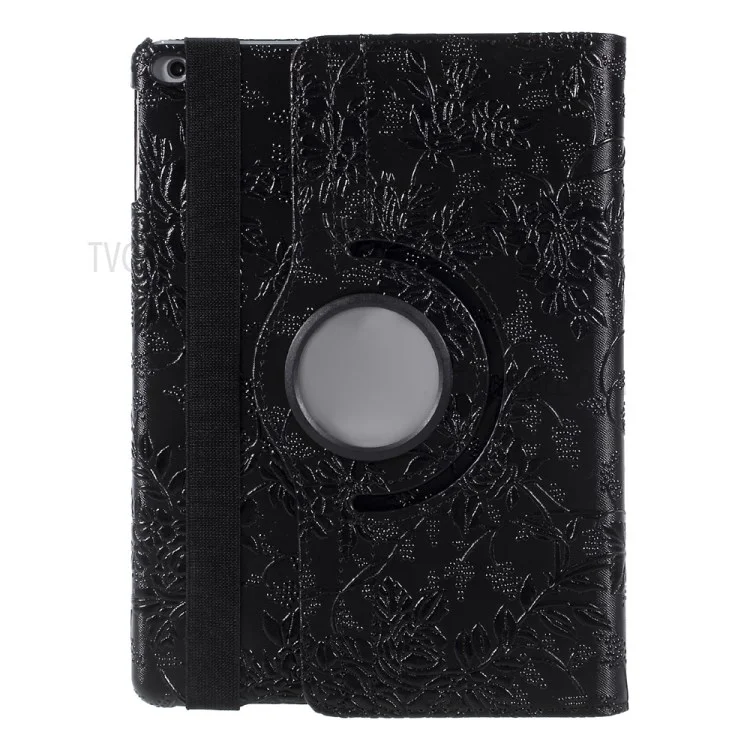 Funda De Cuero Del Soporte Rotativo De 360 ​​grados Del Patrón De Grapevine Para IPad 9.7 Pulgadas (2018) /9.7 Pulgadas (2017) - Negro