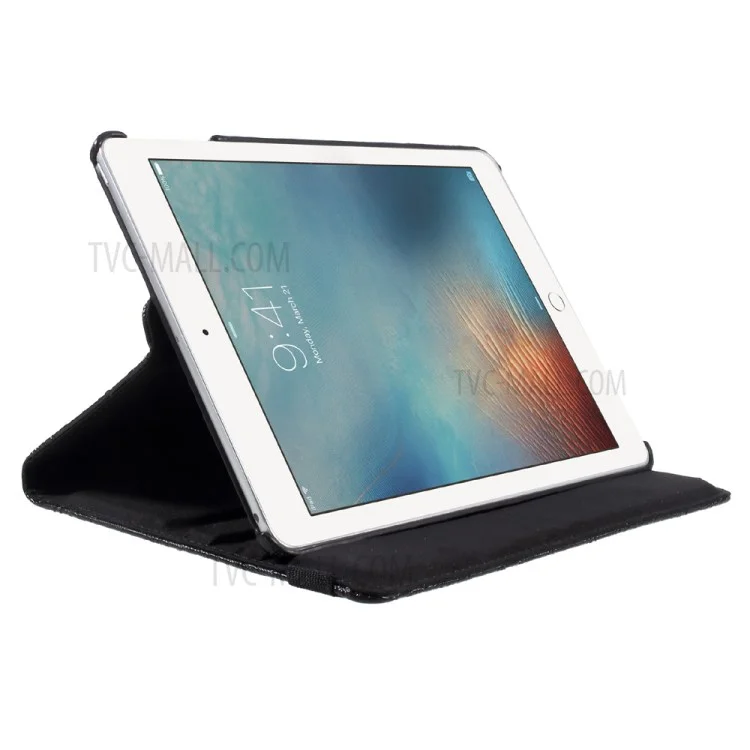 Étui En Cuir De Stand Rotatif À 360 Degrés Motif À 360 Degrés Pour IPad 9,7 Pouces (2018) /9.7 Pouce (2017) - Noir