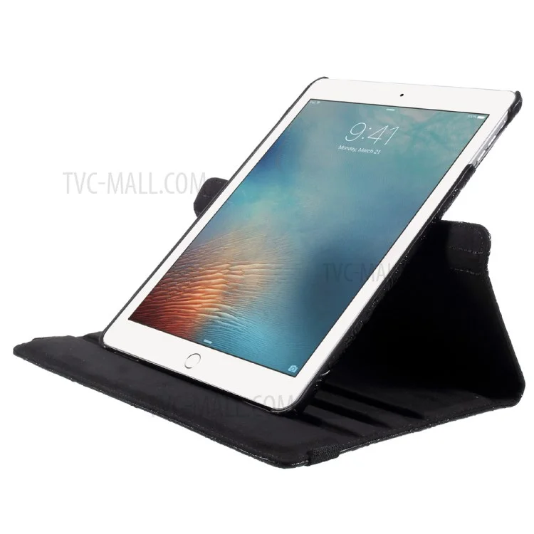 Étui En Cuir De Stand Rotatif À 360 Degrés Motif À 360 Degrés Pour IPad 9,7 Pouces (2018) /9.7 Pouce (2017) - Noir