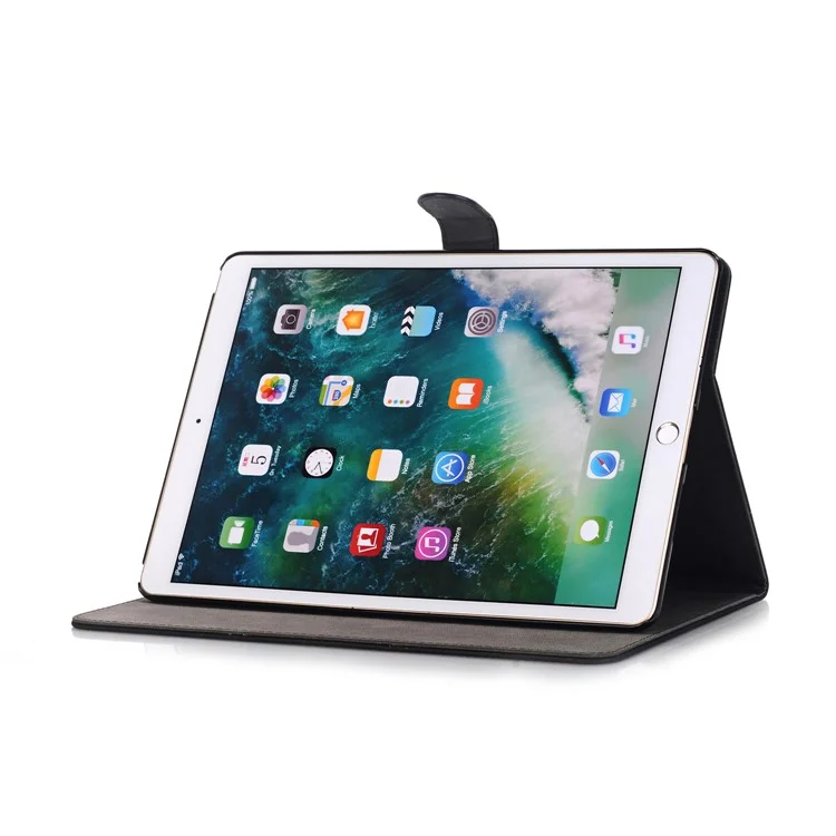 For iPad Pro 10.5-inch (2017) Retro Matte Flip Stand Leather Smart Case Cover - Black