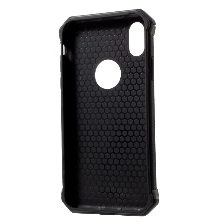 Camouflage Leather Coated PC TPU Combo Case Shell for iPhone X 5.8 inch - Green
