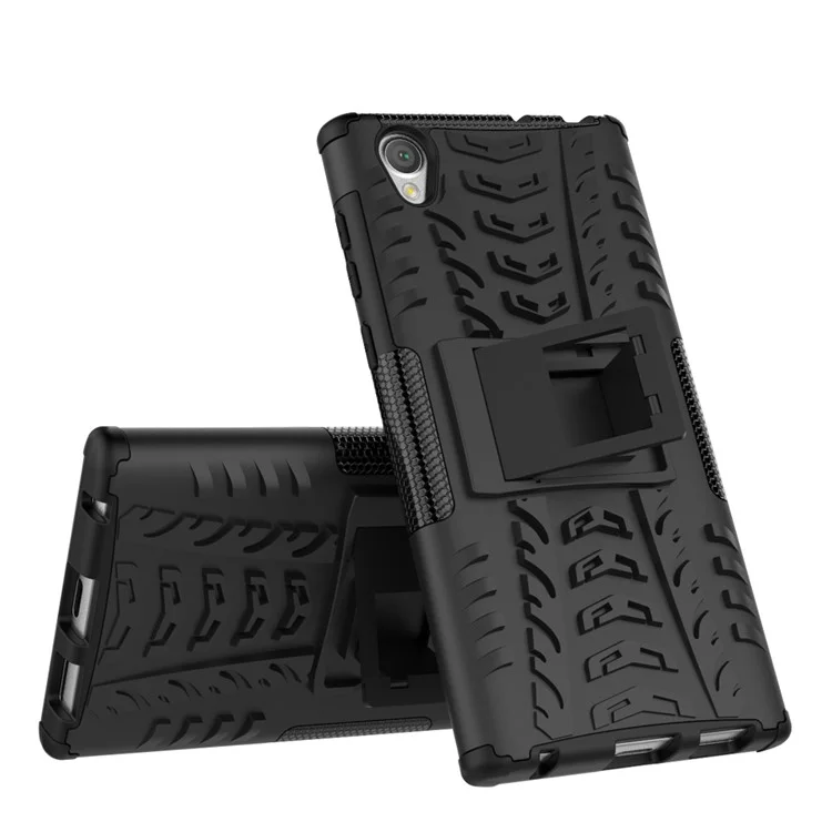 Anti-slip PC + TPU Hybrid Case with Kickstand for Sony Xperia L1 - Black
