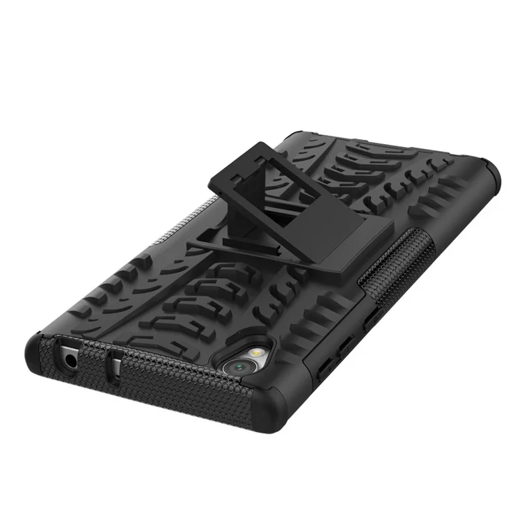 Anti-slip PC + TPU Hybrid Case with Kickstand for Sony Xperia L1 - Black