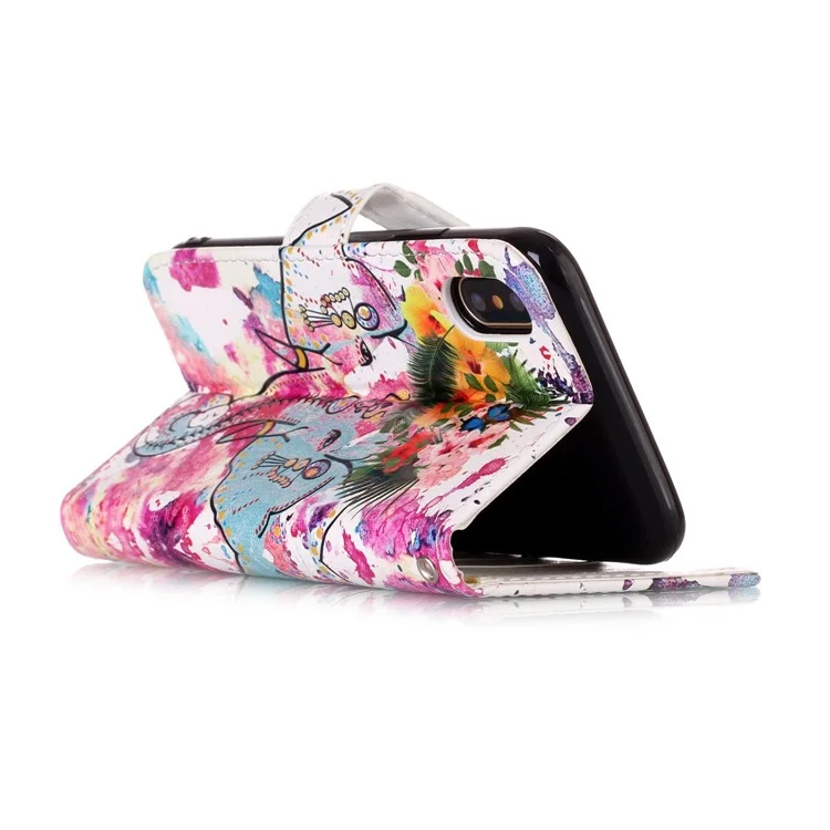 Pattern Printing Embossed Leather Magnetic Phone Case for iPhone X 5.8 inch - Elephant