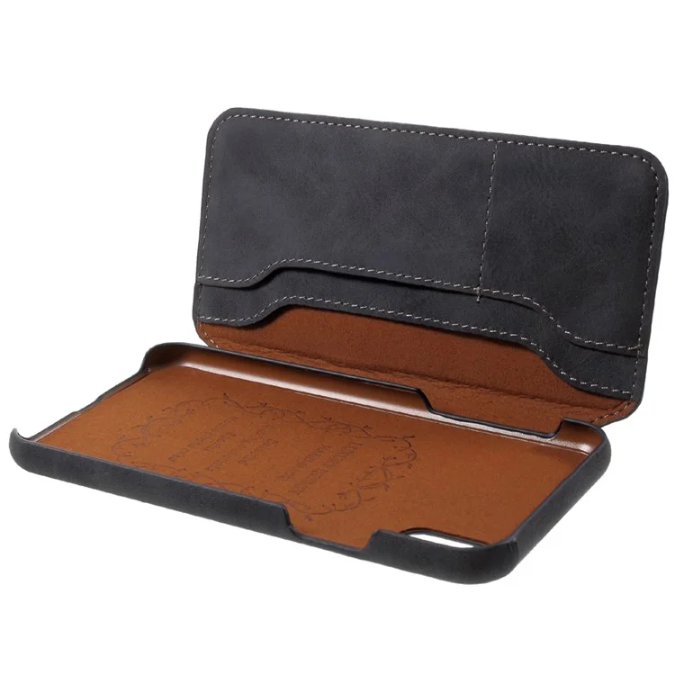 PU Leather Folio Flip Wallet Shell for iPhone X 5.8 inch - Black