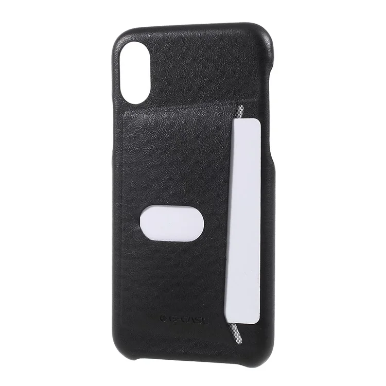G-CASE Ostrich Texture Leather Coated Hard Plastic Case with Card Slot for iPhone X 5.8 inch - Black