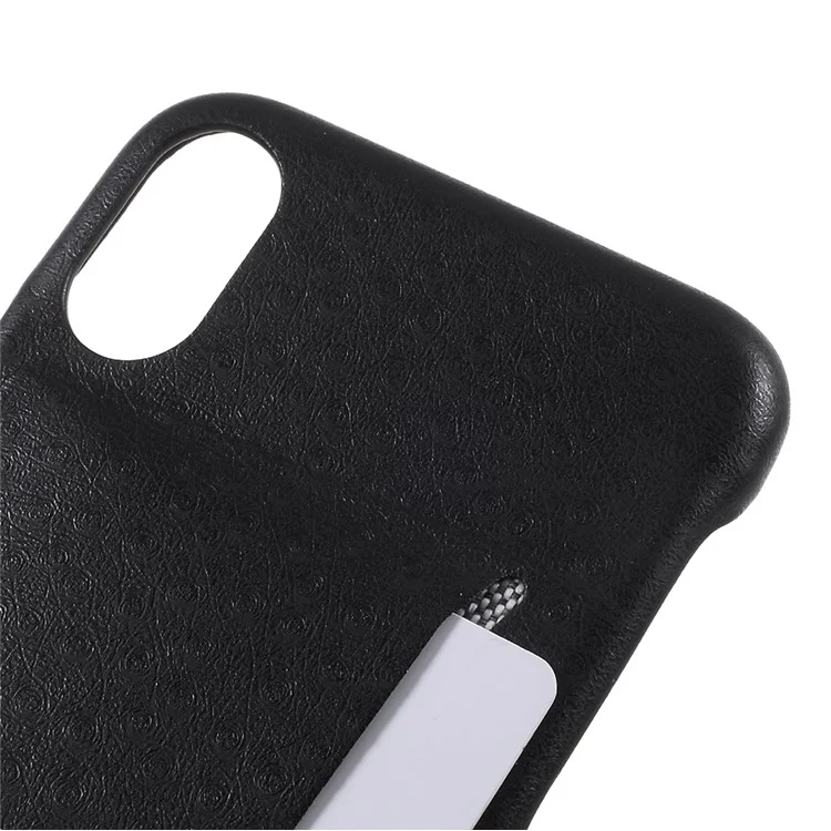 G-CASE Ostrich Texture Leather Coated Hard Plastic Case with Card Slot for iPhone X 5.8 inch - Black