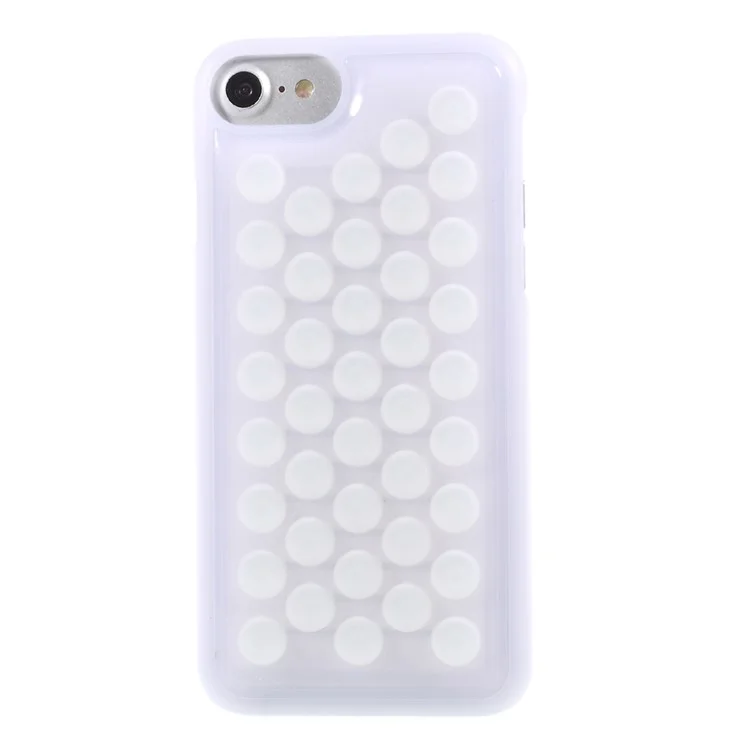 Silicone Bubble Wrap Pop Case PC Hard Shell for iPhone 8 / 7 4.7 inch - White