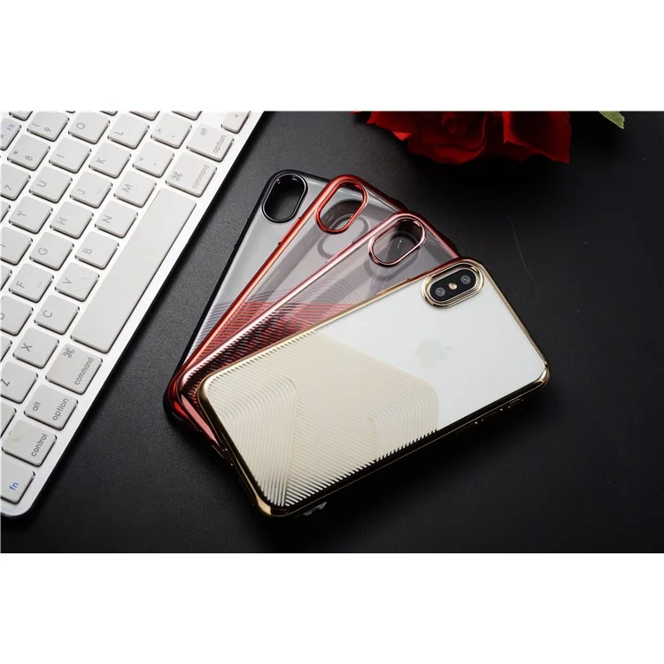 SULADA Electroplating Soft TPU Phone Case for iPhone X/10 5.8 inch - Black