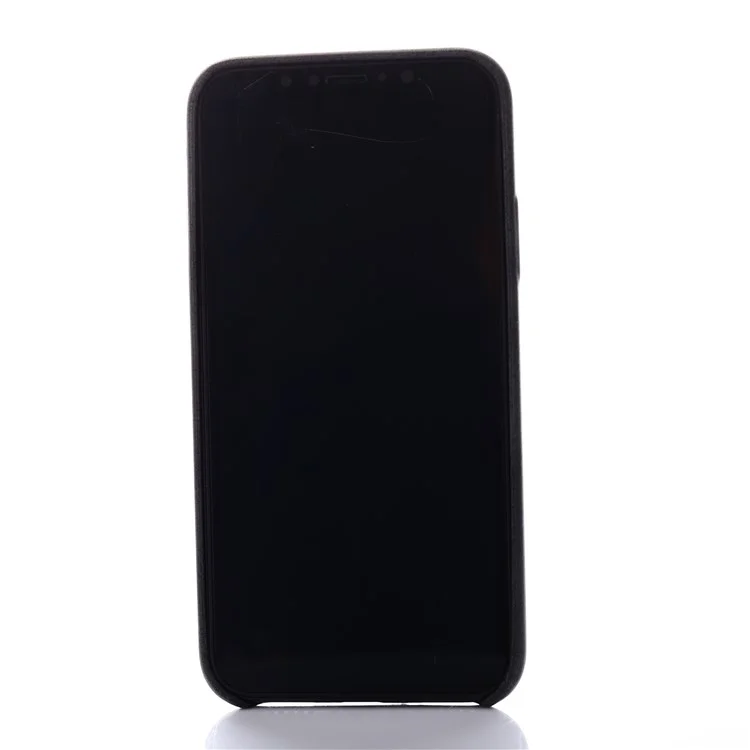 Retro Style Leather Coated PC Back Case for iPhone X 5.8 inch - Black