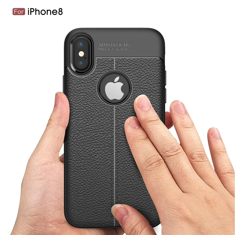 Pour IPhone XS / X / 10 5,8 Pouces Litchi Grain Soft TPU Coque TPU Mobile Cover - Noir