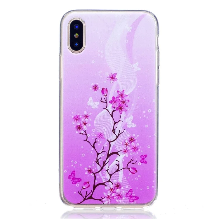 Pattern Printing Soft TPU Phone Case for iPhone X/10 5.8 inch - Blooming Flowers