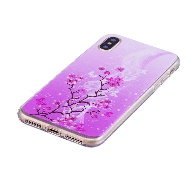 Pattern Printing Soft TPU Phone Case for iPhone X/10 5.8 inch - Blooming Flowers
