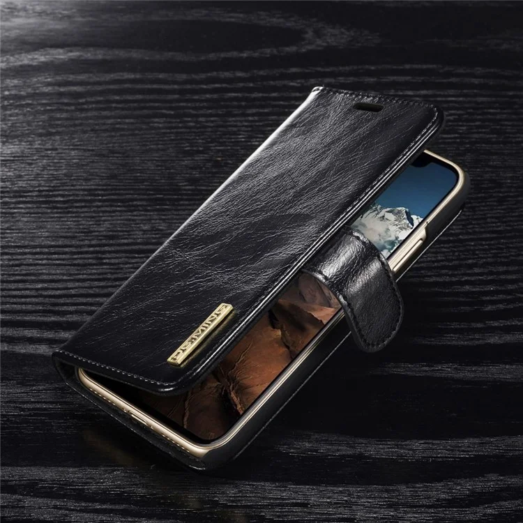 DG.MING Detachable 2-in-1 Genuine Leather Phone Case for iPhone X 5.8 inch - Black