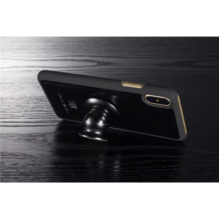 DG.MING Detachable 2-in-1 Genuine Leather Phone Case for iPhone X 5.8 inch - Black