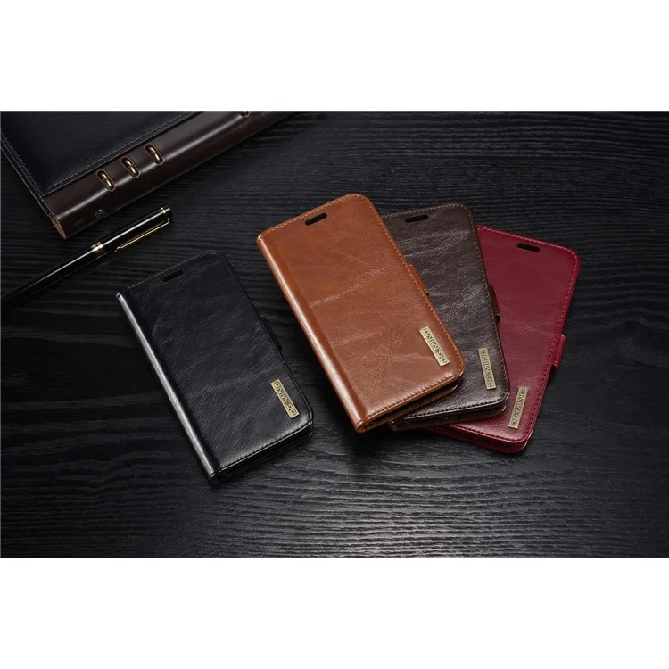 DG.MING Detachable 2-in-1 Genuine Leather Phone Case for iPhone X 5.8 inch - Black