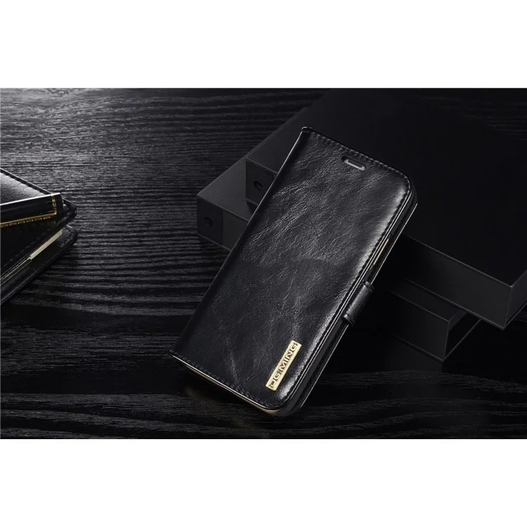 DG.MING Detachable 2-in-1 Genuine Leather Phone Case for iPhone X 5.8 inch - Black