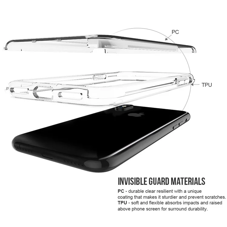 For iPhone X 5.8 inch Clear PC Back + TPU Frame Hybrid Phone Case - Transparent
