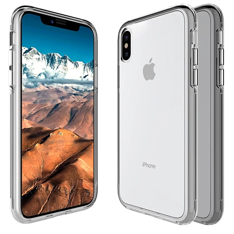For iPhone X 5.8 inch Clear PC Back + TPU Frame Hybrid Phone Case - Transparent