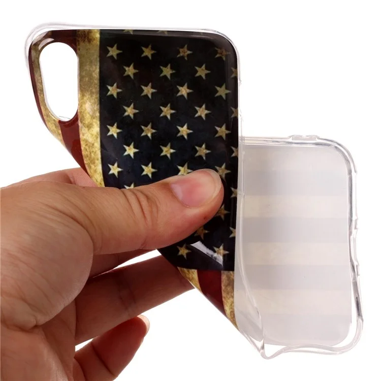 Pattern Printing IMD TPU Gel Cell Phone Cover for iPhone X/10 5.8 inch - American Flag