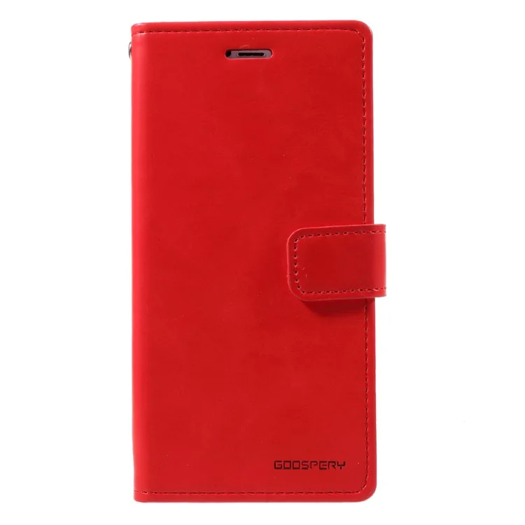 MERCURY GOOSPERY Blue Moon for iPhone X 5.8 inch Leather Stand Wallet Case - Red