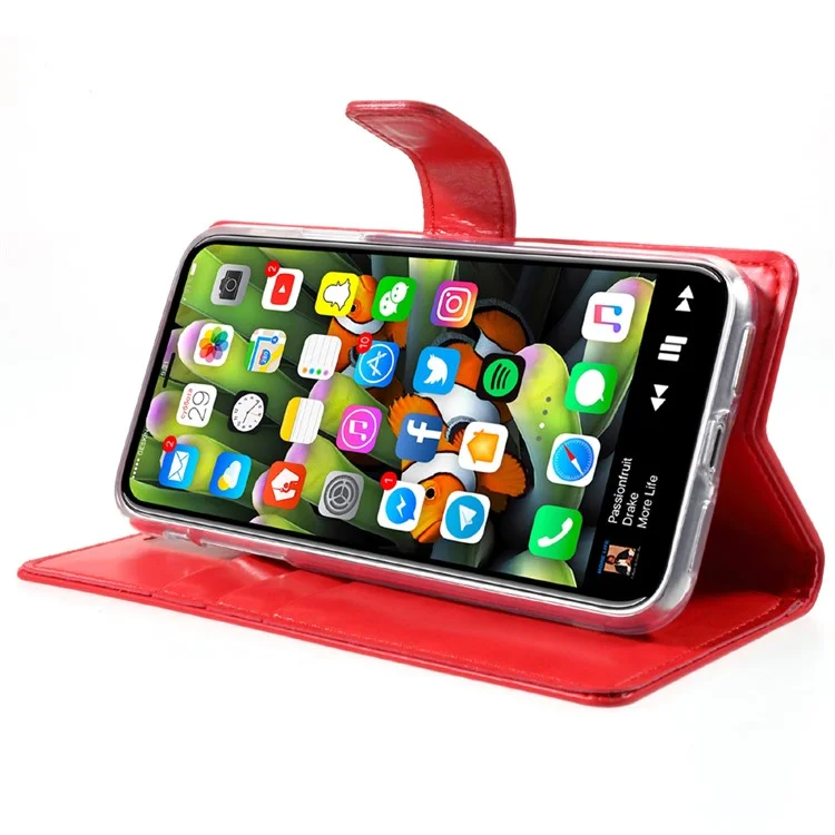 MERCURY GOOSPERY Blue Moon for iPhone X 5.8 inch Leather Stand Wallet Case - Red