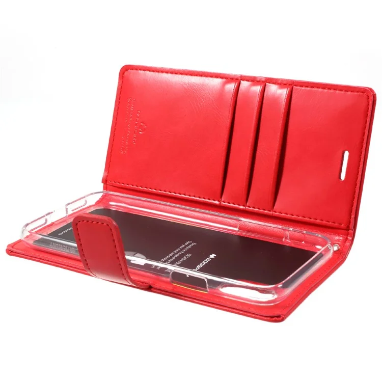 MERCURY GOOSPERY Blue Moon for iPhone X 5.8 inch Leather Stand Wallet Case - Red