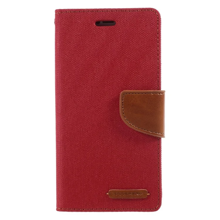 MERCURY GOOSPERY Canvas Diary Leather Wallet Case for iPhone X 5.8 inch - Red