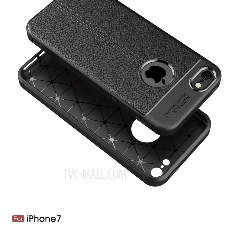 Litchi Skin Anti-fingerprint PU PU Cuir Revêtement TPU Téléphone Pour Iphone SE / 5S / 5 - le Noir