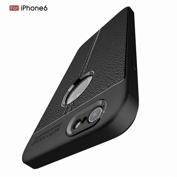 Case de Gel TPU de Grano Litchi Para Iphone 6/6s 4.7 Pulgadas - Negro