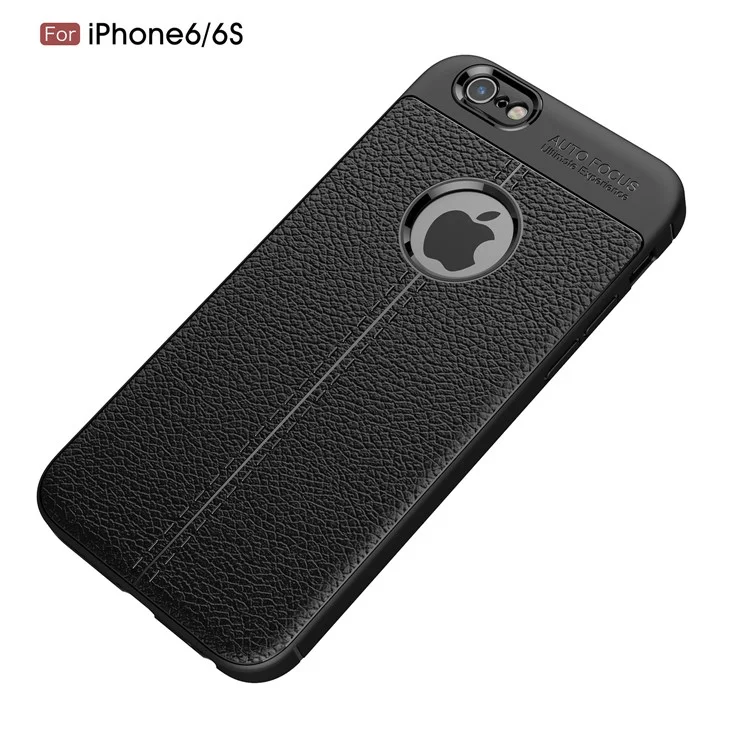 Case de Gel TPU à Grains Litchi Pour Iphone 6 / 6s 4,7 Pouces - le Noir