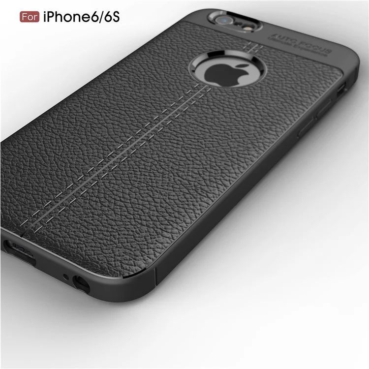 Case de Gel TPU à Grains Litchi Pour Iphone 6 / 6s 4,7 Pouces - le Noir