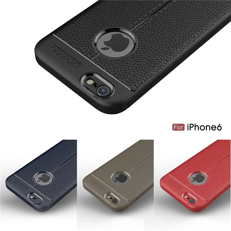 Case de Gel TPU à Grains Litchi Pour Iphone 6 / 6s 4,7 Pouces - le Noir