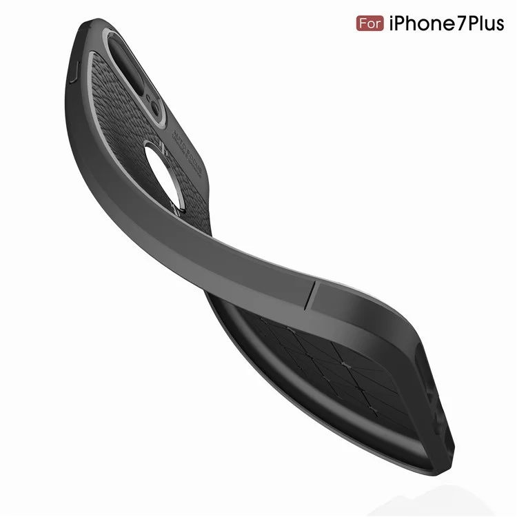 Litchi Grain TPU -gehäuseabdeckung Für Iphone 8 Plus / 7 Plus - Schwarz