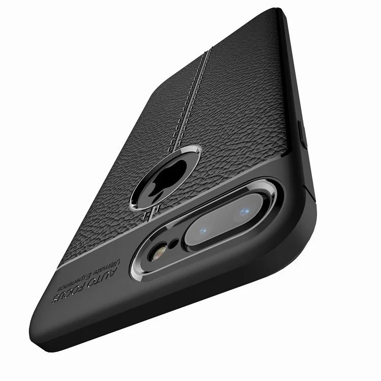 Litchi Grain TPU Capa de Carcaça Para Iphone 8 Plus / 7 Plus - Preto